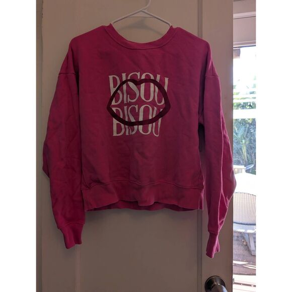 NWOT Anthropologie Jordan Nickson Bisou Bisou Sweatshirt Pink French Size XS - Picture 2 of 5